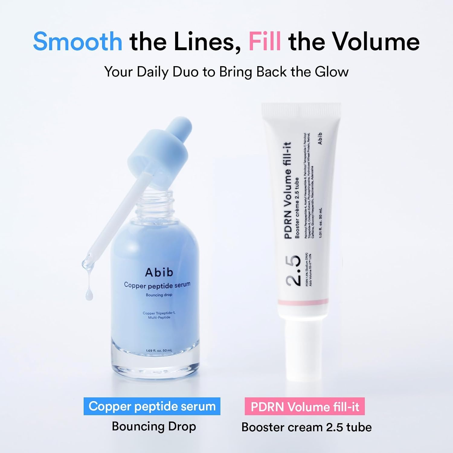 Abib PDRN + Copper Peptide Voluming Duo – Filler-Like Plumping & Firming Set | PDRN Volume Fill-It Booster Cream 2.5 + Copper Peptide Bouncing Drop Serum - view 8