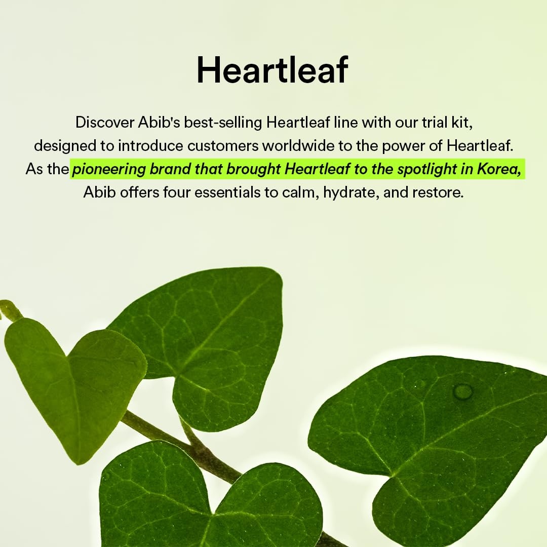 Abib Heartleaf Calming Trial Kit (Heartleaf foam 1.01 fl oz, Calming toner 1.01 fl oz, TECA capsule serum 0.50 , cream 0.67 fl oz) - view 2