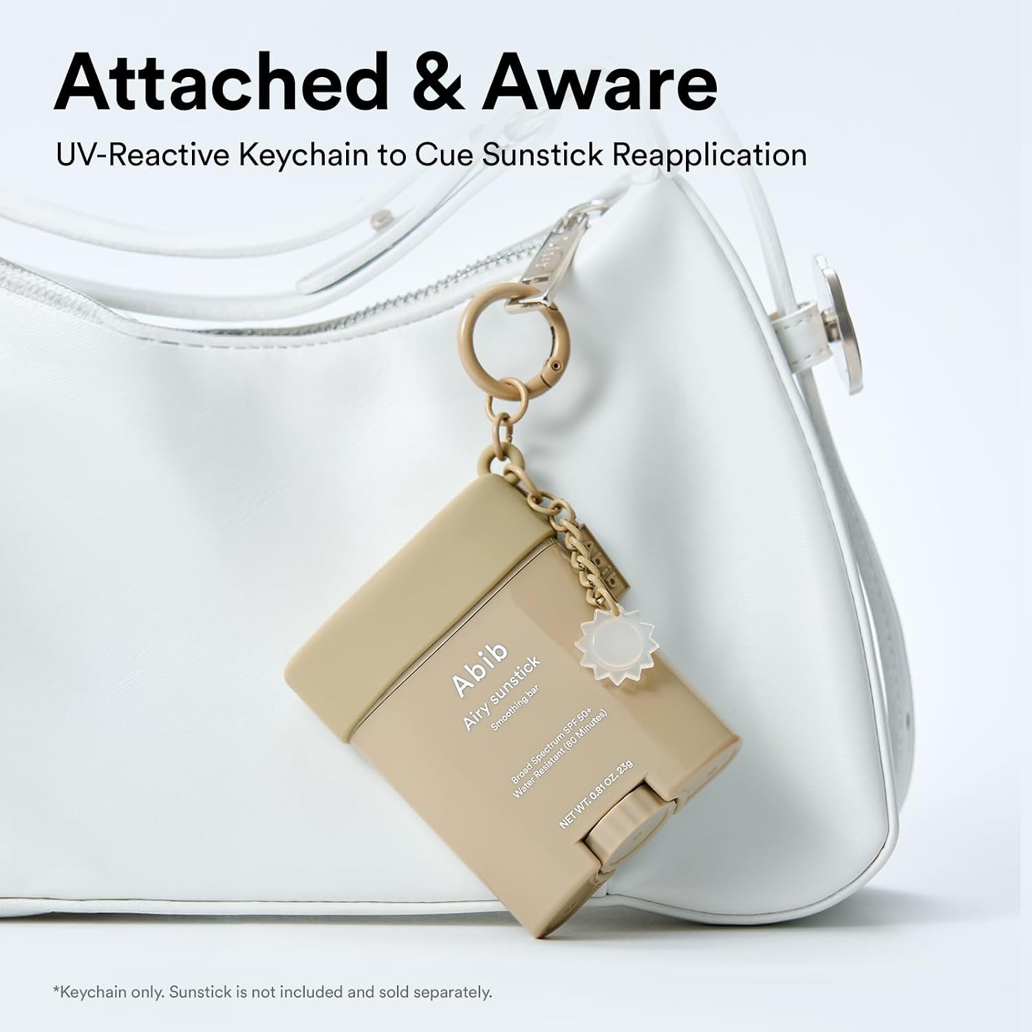 Abib Quick Sunstick & Quick Key Ring Duo: SPF50+ Broad Spectrum, Glowy Sunscreen Stick for Dry & Sensitive Skin, No White Cast, UV Alert Charm Keychain to Clip to Bag - view 7
