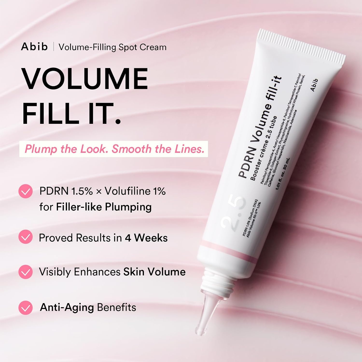 Abib Non-animal Collagen Eye Cream Jericho Rose Tube, 1.01 fl. oz.(30 mL), Anti-Aging Eye Cream with Bakuchiol, Caffeine, Niacinamide for Dark Circles, Puffiness, Wrinkles, Fine Lines, Korean Skincare(PDRN Volume fill-it Booster Cream)