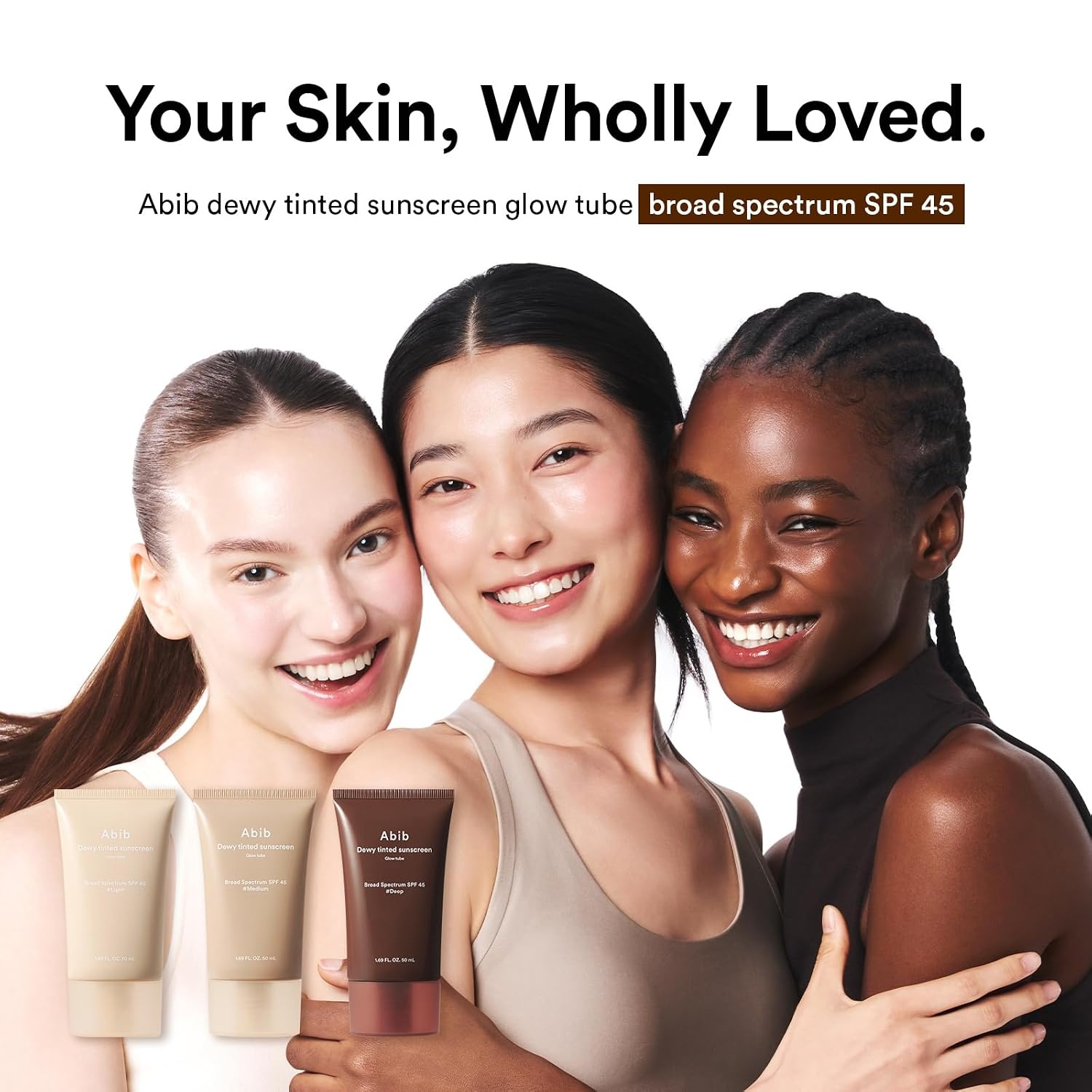 Abib Dewy Tinted Sunscreen SPF 45 (Light) UV Broad Spectrum, Daily Face Moisturizer, Skincare Infused Glow Tube, Mineral&Chemical Hybrid Filter, Lightweight Natural Coverage Korean Skincare 1.69 fl oz(Deep)
