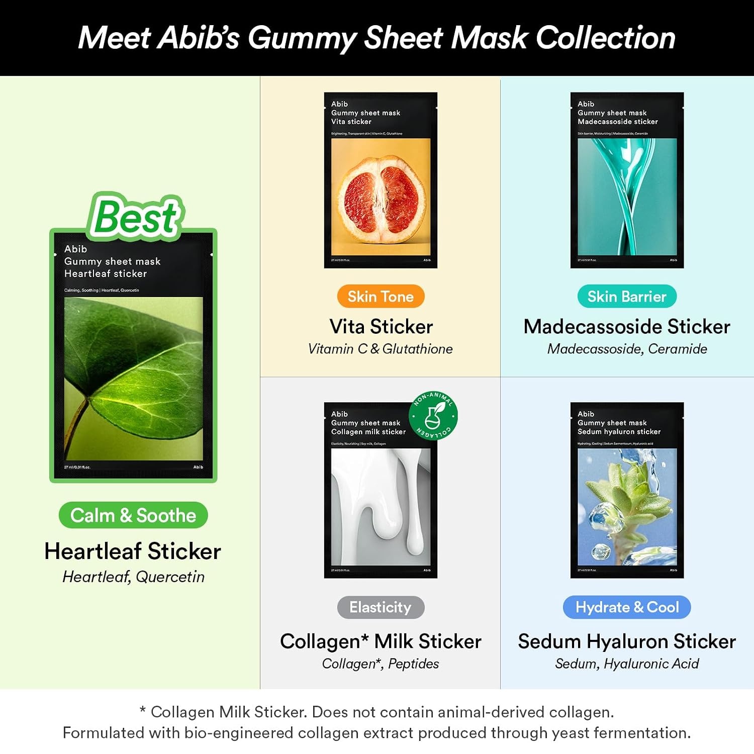 Abib Gummy Sheet Mask Vita Sticker 10 Sheets (Skin Tone) I Korean Face Mask for Sensitive Skin, Soothing & Redness Relief, Daily Skincare Treatment, K-Beauty Sheet Mask(Vita (Vitalizing)) - view 2