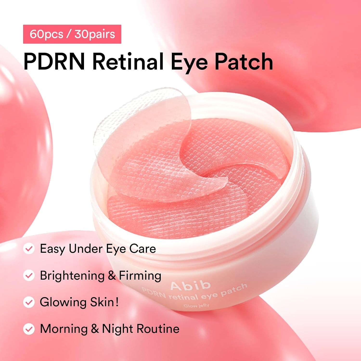 Abib Pink Me Up PDRN 3 Step Glow Kit | Overnight Firming Jelly Mask, PDRN Retinal Eye patches, PDRN Lip Mask | Mothers Teen Korean Skincare Set for Glass Skin, Birthday Gifts for Women(PDRN Routine Trio) - view 3