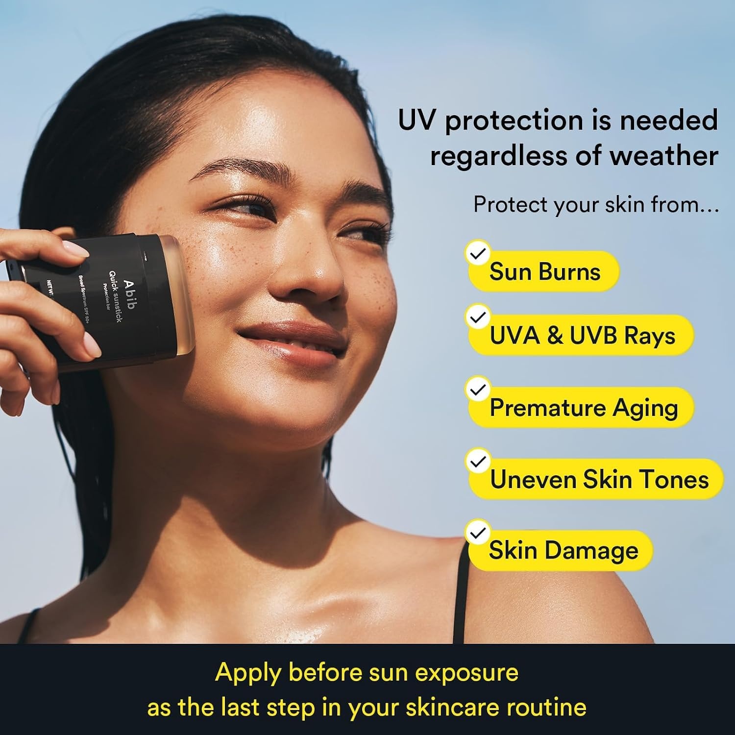 Abib No White Cast SPF Gift Set 4EA Suncare Travel Essentials (Airy Sunstick + Quick Sunstick + Airy Sungel + Watery Sunscreen)(Quick Sunstick (Glowing)) - view 5