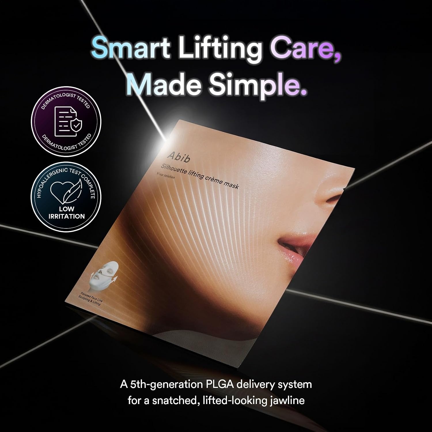 Abib Silhouette Lifting Cream Mask V-up Solution (4 sheets) with PLGA-Peptide, Jawline Double Chin Firming, Lifting Mask, Elasticity Care, Face Lift Mask, Skin Tightening, Chin Lift, Korean Skincare