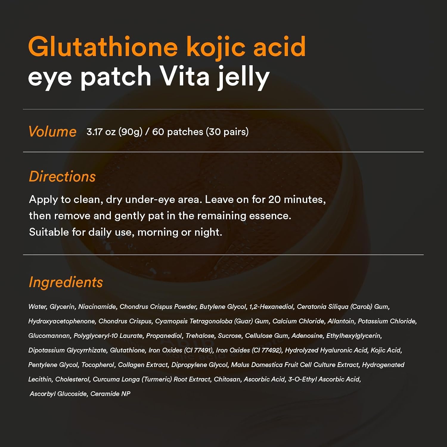 Abib Glutathione Kojic Acid Eye Patches for Radiance Dark Circles & Dark Spots, with Tone-up Jelly, 60 Count, Korean Skin Care(Glutathione) - view 8