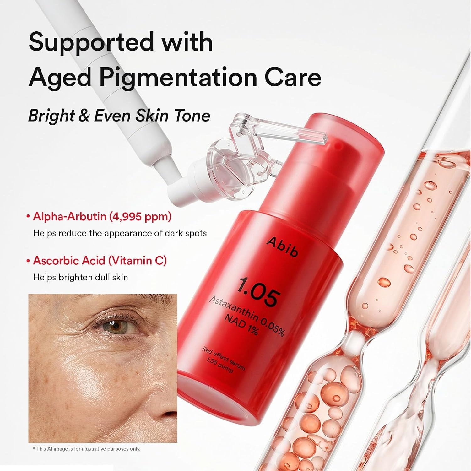 Abib PDRN Glow Serum 4.0 Pump 1.01 fl oz, 4% Salmon DNA PDRN, Skin Turnover & Revitalization Care, Elasticy, Skin Density, with Peptides, Hyaluronic Acid & Hydrolyzed Collagen, Korean Skin Care(Red Effect Serum) - view 5