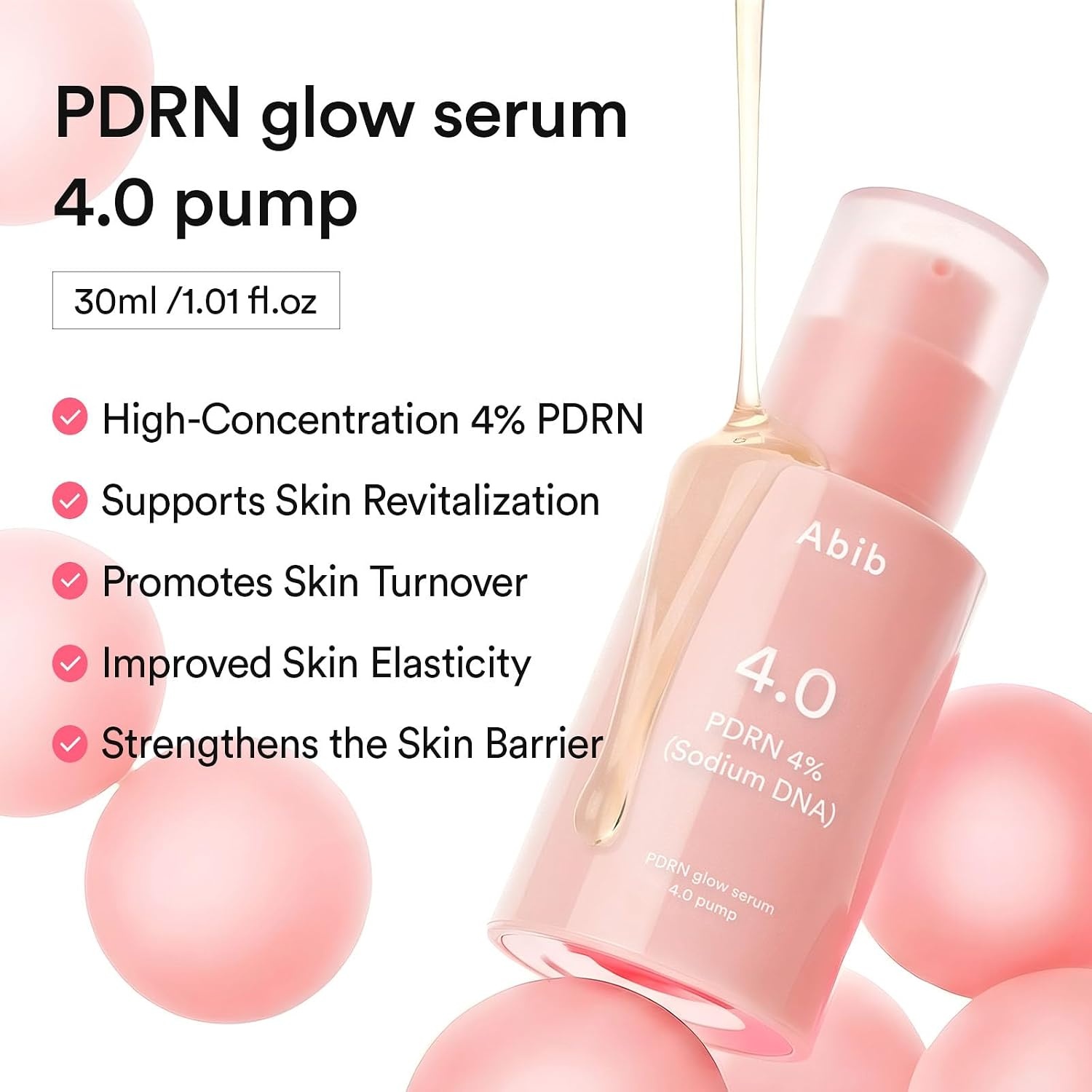 Abib PDRN Glow Serum 4.0 Pump 1.01 fl oz, 4% Salmon DNA PDRN, Skin Turnover & Revitalization Care, Elasticy, Skin Density, with Peptides, Hyaluronic Acid & Hydrolyzed Collagen, Korean Skin Care(PDRN) - view 2