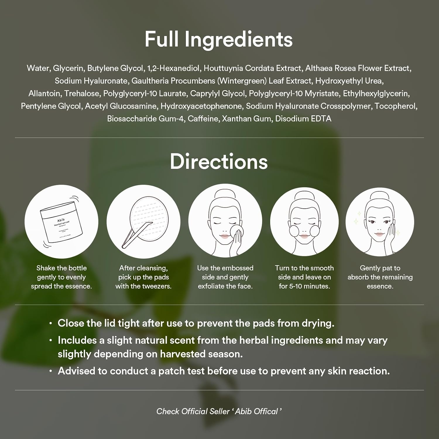 Abib Green LHA Pore Pad Clear Touch – BHA Exfoliating Toner Pads for Pore Care, Sebum Control & Skin Texture Refining, Korean Skincare, 70 Pads 230mL(Soothing (Heartleaf) 160 Pads) - view 8