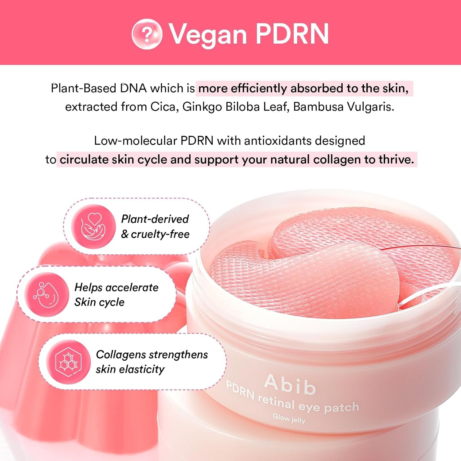 Abib Glutathione Kojic Acid Eye Patches for Radiance Dark Circles & Dark Spots, with Tone-up Jelly, 60 Count, Korean Skin Care(Pink (PDRN)) - view 5