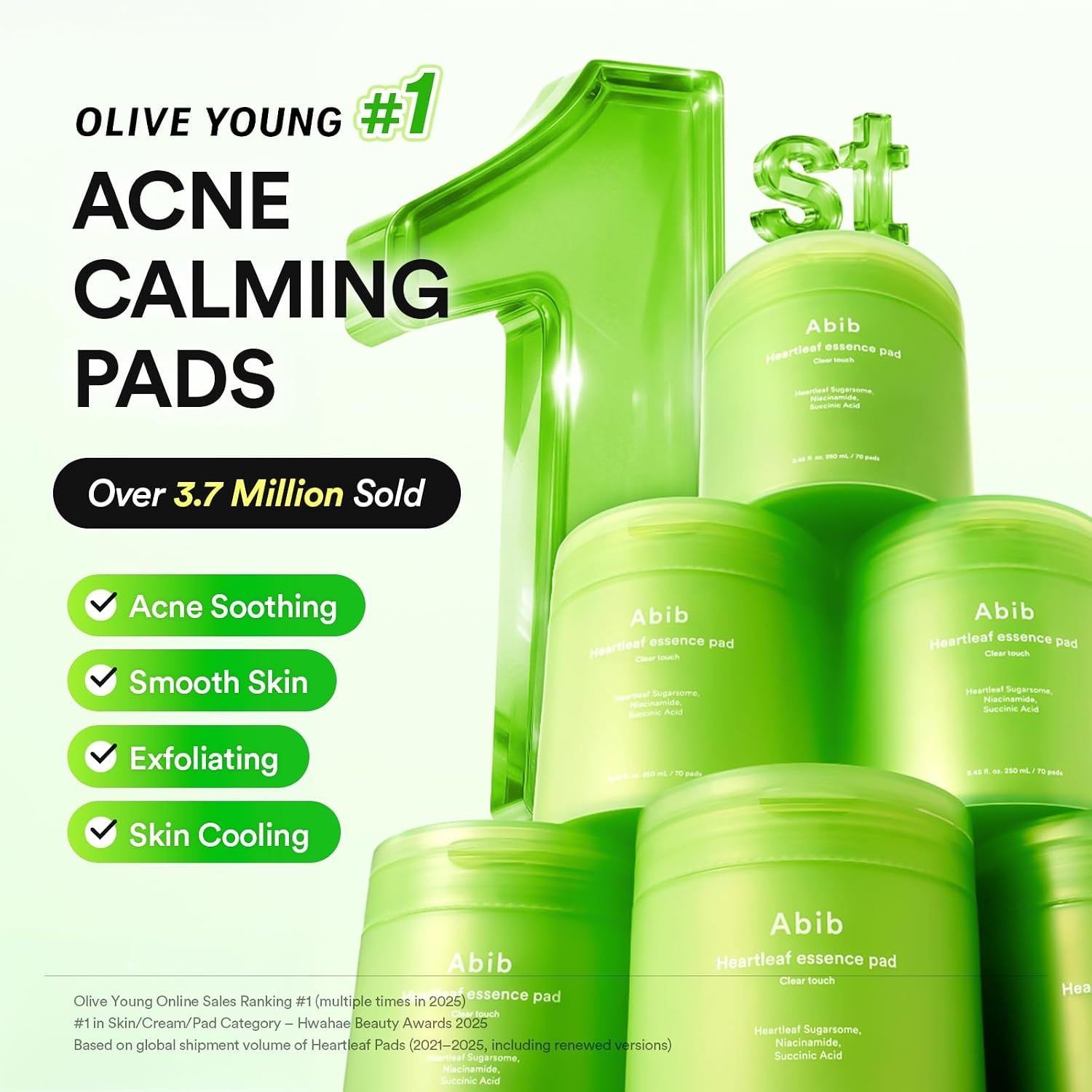 (Refill) Abib Heartleaf Essence Pad Clear Touch – Soothing Toner Pads for Acne-Prone Skin with Succinic Acid, Heartleaf & Niacinamide, Gentle Exfoliation, Korean Skin Care, 70 Pads 8.45 fl oz - view 2