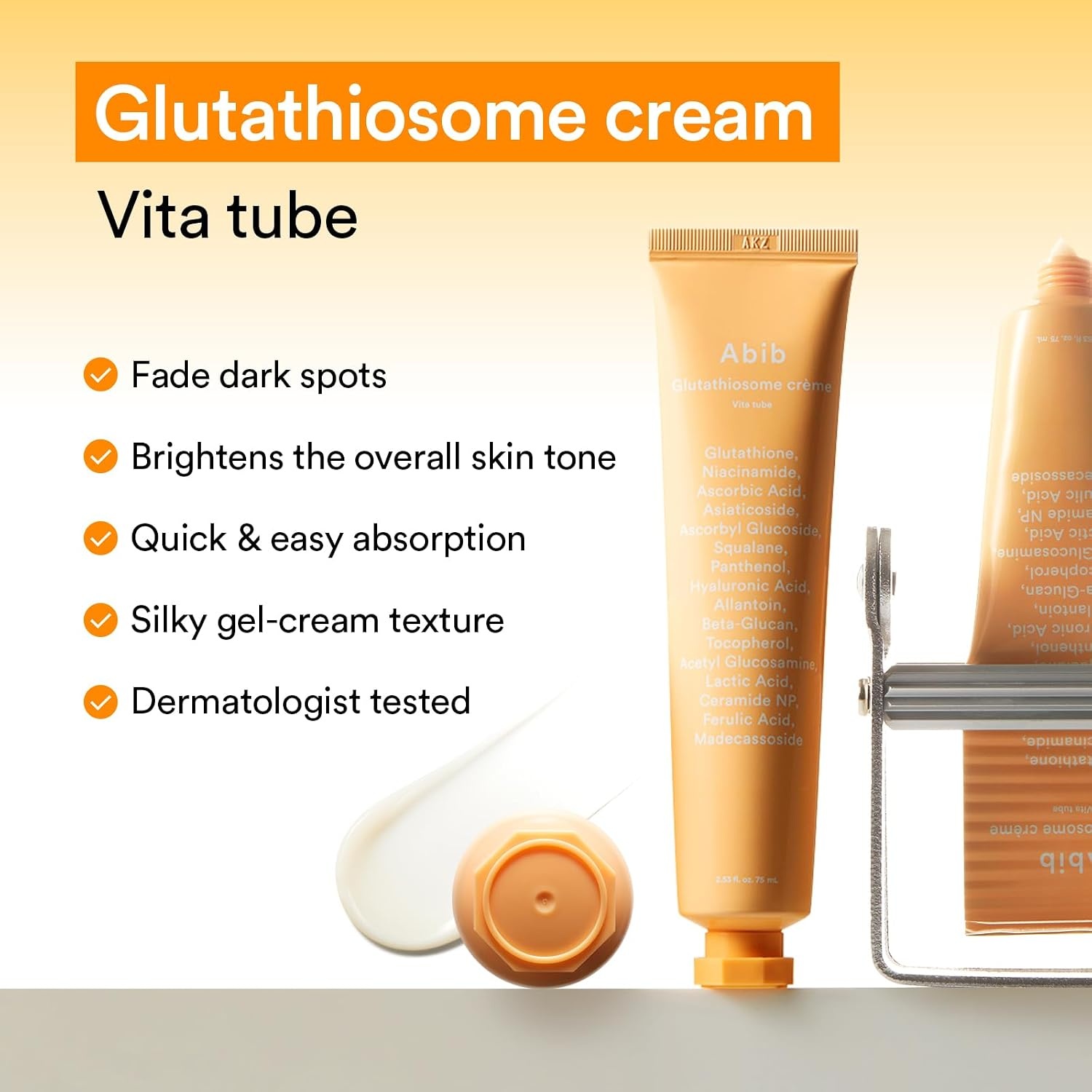 Abib Glutathiosome Cream Vita Tube, Moisturizer for Dull, Uneven Skin 2.53 fl oz(Glutathiosome)